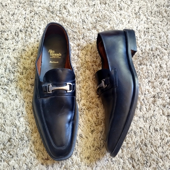 ALLEN EDMONDS BURBANK HORSEBIT BLACK LEATHER SLIP ON LOAFERS Sz 14 - Picture 1 of 8